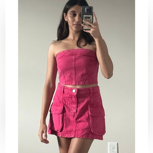 Zara pink denim SKIRT!! - Picture 2 of 2